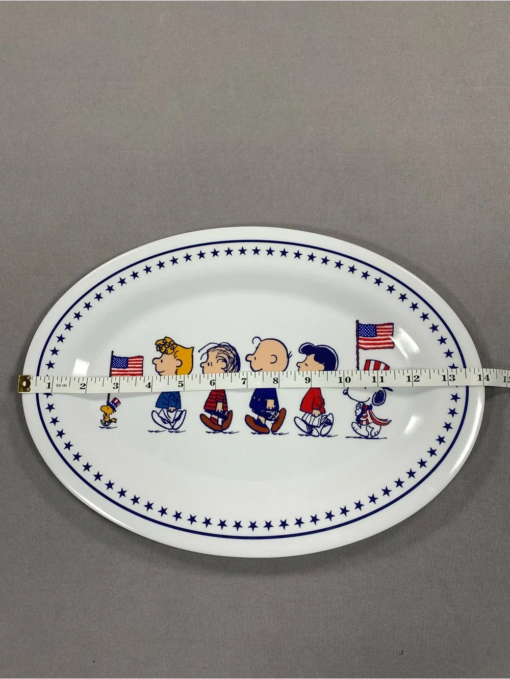 Peanuts Oval Serving Platter with Patriotic Blue and Red Accents